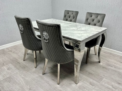 Grey marble dining - table, with