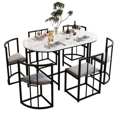 Dining table and chairs set - table,
