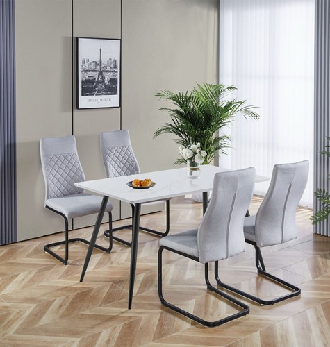 Dining set white - white, marble