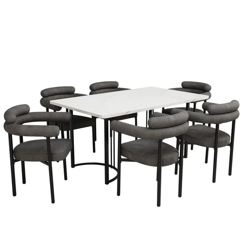 Dining table and - chairs, 6