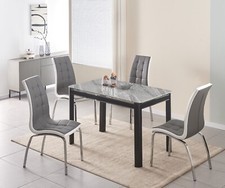 Dining Table Set Grey Marble